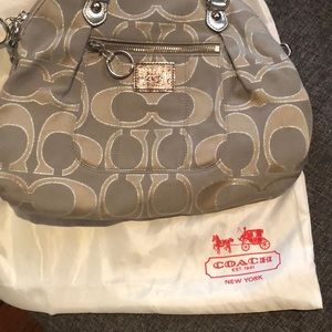 Metallic fabric Coach purse, Poppy line